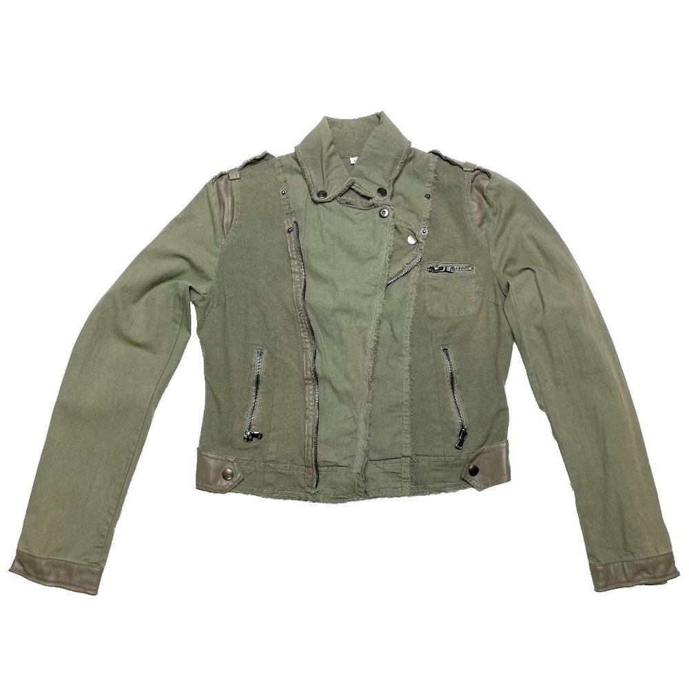 Jackett New York Wired Moto Jacket w/ Leather Trim - Green | Small